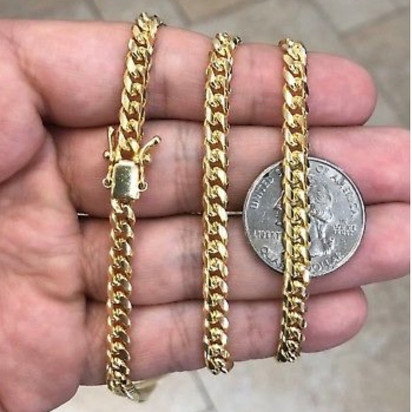 Gold Chain Miami Cuban Link Box Lock 